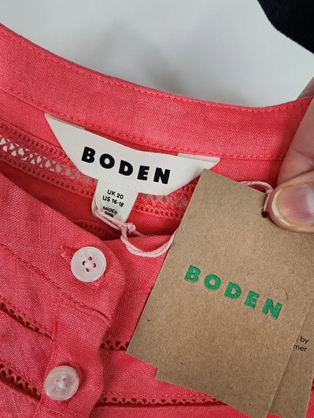 NWT Boden Bea Linen Top Azealia Pink US Size 16-18